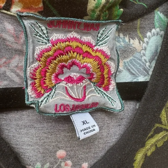 Johnny Was XL Black Floral 3/4 Sleeve Janie Favorite Top - Picture 5 of 5